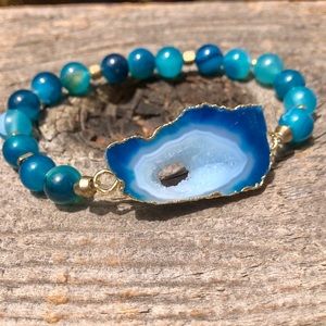 Blue Druzy Agate Bracelet